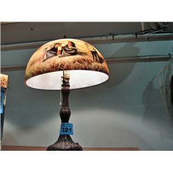 Tiffany style painted glass shade table lamp