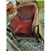 Mahogany framed burgundy velour chair