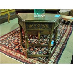 Solid carved oak dropside side table