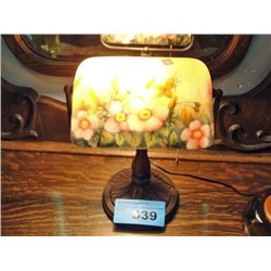 Tiffany style floral painted glass shade desk lamp