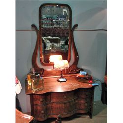 Circa 1910 fumed oak dresser with mirror