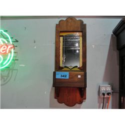 Wood framed mirrored back wall mount flower pot