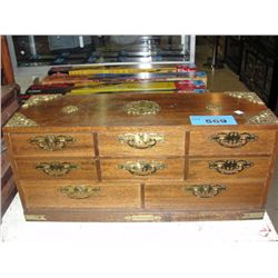 Mahogany and brass 8 drawer keep sake box