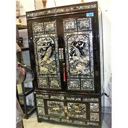 Oriental black laquer with mother of pearl inlay