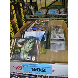 Box of assorted collectors toys; spider man, die