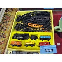 Battery operated tin toy lithograph freight train