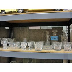 Shelf lot of assorted crystal wares; liqour