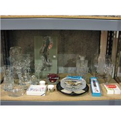 Shelf lot of assorted crystal, decorative items