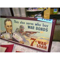 Framed war bonds advertisment