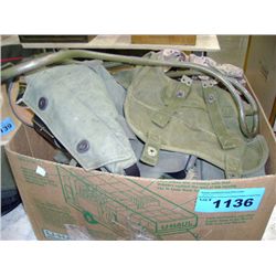 Box of assorted military gear