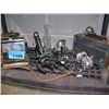 Image 1 : Shelf lot of misc; vintage toaster, microscopes,