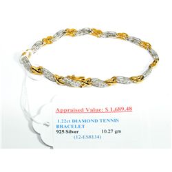 .925 silver 1.22carat diamond tennis bracelet