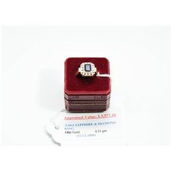 14kt gold 2.66carat sapphire and diamond ring