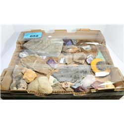 One box of assorted geological stones, fossils and