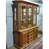 Image 1 : Leaded glass front oak buffet and hutch