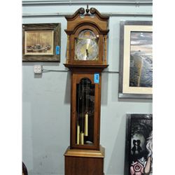 Colonial times maple cased grandfather clock