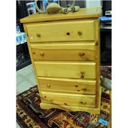 Pine 5 drawer highboy dresser