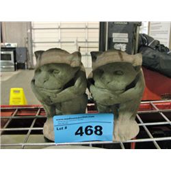 Pair of concrete gargoyle decorative yard ornament