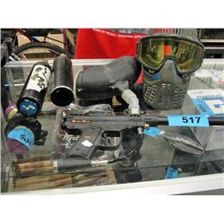Black max paintball gun with 2 air canisters and