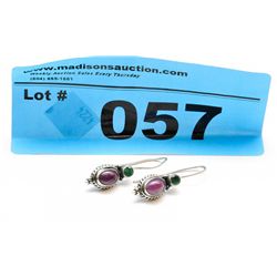 27.45ctw natural ruby and emerald earrings