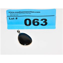 54.85ctw natural black oval onex pendant