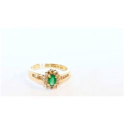 10k gold with .93 columbian emerald and diamond