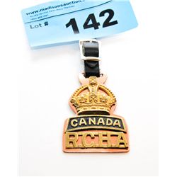 Canada RCHA brass badge with leather