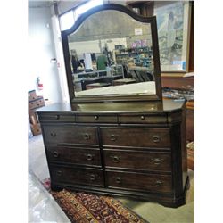 Matching mahogany finish 9 drawer dresser with