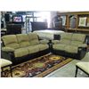 Image 1 : 2pc brown leather and courderoy reclining sofa and