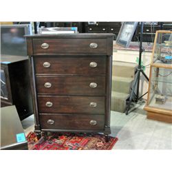 Mahogany finish 5 drawer highboy dresser