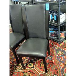 Black leather contemporary dining room side chair