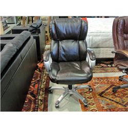 Brown leather gas lift office chair