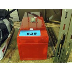 Red metal toolbox and contents