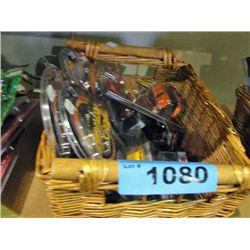 Wicker basket filled with diecast metal collectors