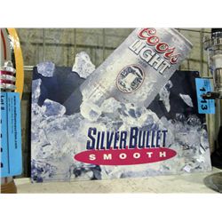 Metal coors light silver bullet advertisment sign