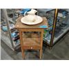 Image 1 : Small wooden wash stand table with jub and bowl