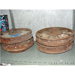 4 vintage steel and wood spoked wheels