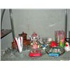 Shelf lot of glasswares, collectables, etc