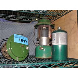 Coleman white gas lantern and propane lantern