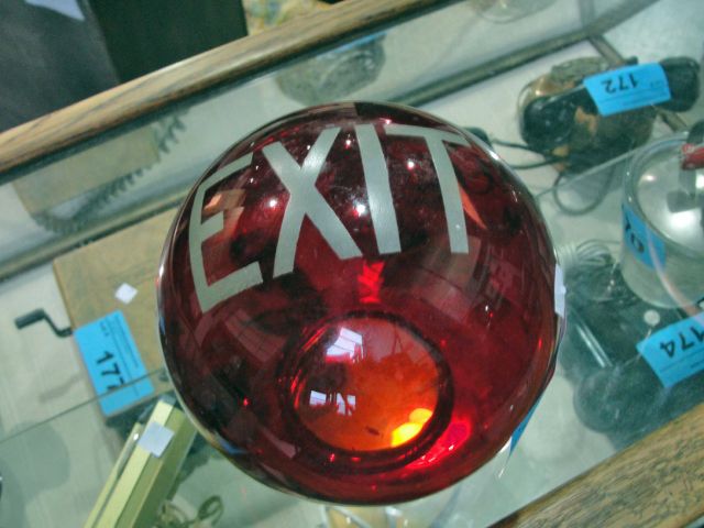 Vintage red glass exit light glass globe
