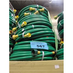 Lot of 5 green garden hoses