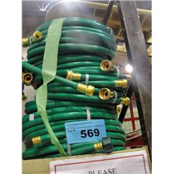 Lot of 5 green garden hoses