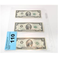 3 1976 series united states treasury 2 dollar bank
