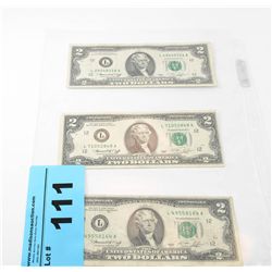 3 1976 series united states treasury 2 dollar bank