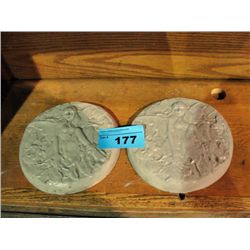 2 cement decorative yard/ garden pads