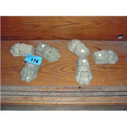 Two 3pc sets of concrete lion claw garden pot