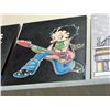 Image 1 : Oil on canvas transfer print - betty boop playing