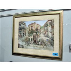 Framed european village print