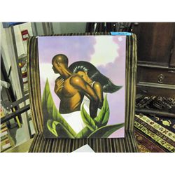 Oil on transfer print - aboriginal couple