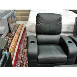 Black leather theater seat